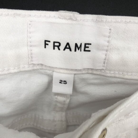 Frame Women's Le Skinny De Jeanne Crop Jeans Size 25 White Mid Rise Coastal - Picture 5 of 11